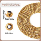 FASHEWELRY 10 Strands Faceted Crystal Glass Beads 2mm Rondelle Briolette Glass Spacer Beads Golden Plated for Necklace Bracelet Jewelry Making - color: Golden Plated, size: 2mm