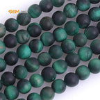GEM-Inside 4mm Natural Stone Green Tiger Eye Frosted Matte Unpolished Round Beads for Jewelry Making Strand 15 inch - color: Green Tiger Eye, size: 4mm