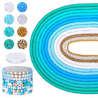 AceFun 3750PCS Clay Beads for Bracelets Making Polymer Clay Beads Kit with Pearl Beads Spacer Beads, Disc Heishi Beads Set for Jewelry Making Necklace Bracelet Earrings Finding, Blue Mixed - color: Blue Mixed