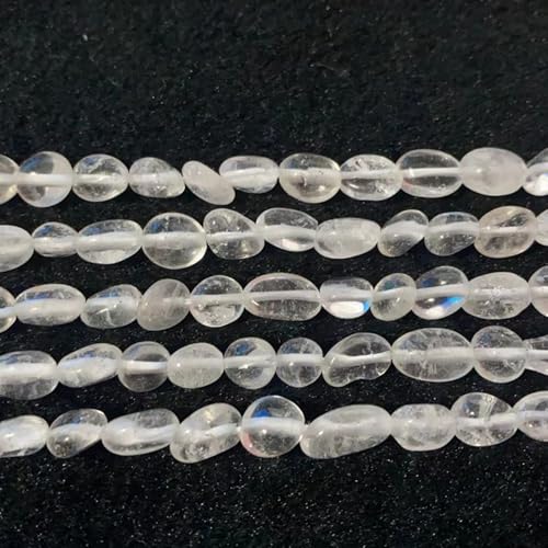 6-8mm Natural Clear Quartz Crystal Nuggets Oval Free Tumbled Pebble Semi Precious Gemstone Loose Stone Beads Approx 15.5 inch for DIY Jewelry Making - color: Clear Quartz Crystal
