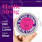 FANDAMEI 1.2mm Elastic String, Metallic Silver Stretch Cord for Craft Gift Jewelry Making, Elastic Cords Ribbon for Hair Braids, Elastic String for Bracelets, Beading Cord Stretchy Christmas Craft DIY - style: B-Silver