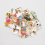 100pcs(50PAIRS) Assorted Animal Enamel Pendants Charms Dog Cat Bee Flamingo Giraffe Unicorn Enamel Charms for Bracelet Earring Necklace Making