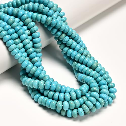 ICAI Beads Natural 5x8mm Rondelle Beads, Abacus Disk Stone Spacer Beads – Loose Natural Gemstone Beads for DIY Bracelet, Necklace, Jewelry Making (Blue Turquoise) - color: Blue Turquoise, size: 5x8