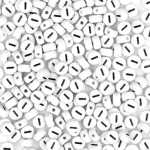 300Pcs Letter Beads I 4X7mm White Alphabet Beads Acrylic Round Shape Loose Beads for Name Bracelets Necklaces Key Chains DIY Jewelry Making (I) - color: Black, size: I