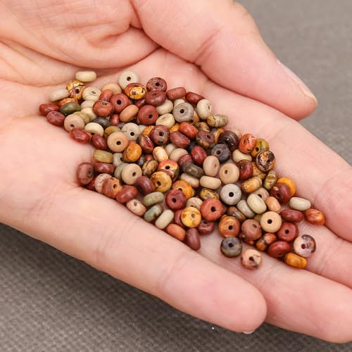 BONNY BOXX 1 Strand (150PCs) Natural 2 * 4mm Picasso Red Turquoise Rondelle Beads, Natural Abacus Disk Stone Beads Loose Spacer Gemstone for DIY Bracelet Necklace Jewelry Making - color: Picasso Red Turquoise, size: 2*4MM