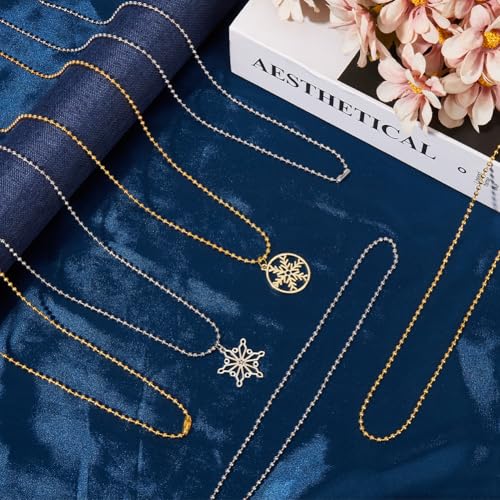30Pcs 24 Inch Ball Chain Necklace Bulk Ball Bead Necklace Chains Gold Silver Adjustable Metal Ball Beads Chains with Connector Clasp for Jewelry Making Chains Supplies DIY Necklaces Crafts - color: Platinum & Gold