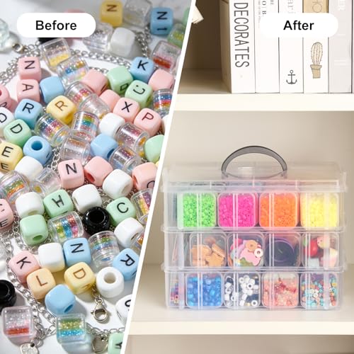SGHUO Bead Organizer Box, 84 PCS Small Organizers, 3-Tier Stackable Storage Container Box for Art Craft Storage, Washi Tape, Jewelry, Beauty & Sewing Supplies - style: 3 tier-2in