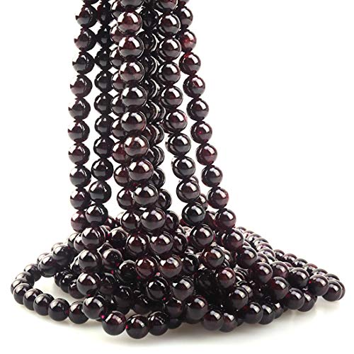 4mm Natural Garnet Gemstone Round Loose Stone Beads for Jewelry Making DIY Crafts Design 1 Strand 15" APPR.98-100pcs - color: Garnet, size: 4mm