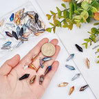 AHANDMAKER 60 Pcs Glass Icicle Prism Pendants, 10 Colors Electroplated Crystal Chandelier Glass Beads 20mm Top Drilled Drop Spacer Beads for DIY Craft Jewelry Necklace Bracelet Earring Making - color: 10 Colors Icicle Prism