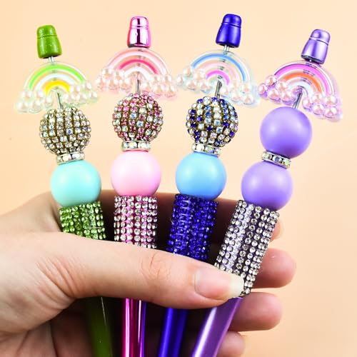 20Pcs Acrylic Rainbow Focal Beads for Pens Colorful Rainbow Fancy Space Beads for DIY Craft Beadable Pens Keychain Bracelet Necklace Earrings Jewelry Making - color: Rainbow