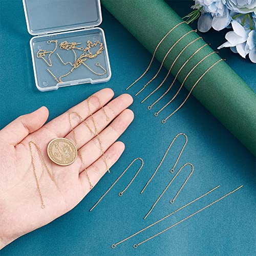UNICRAFTALE 20pcs Golden Stainless Steel Ear Threads Earrings 109mm Long String Ear Threads with Loops Drop Earring Threader Jewelry Finding for Jewelry Making - color: Golden, size: 109mm