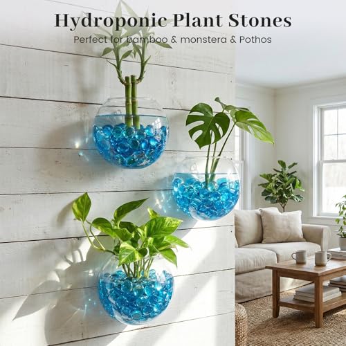 FUTUREPLUSX 5Lb Light Blue Flat Glass Marbles, Glass Beads Flat Gems Aquarium Pebbles Vase Filler Table Scatter Decor - color: Blue