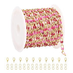 YOUBEIYEE Rose Pink Enamel Cable Chain for Jewelry Making Gold Plated Brass Jewelry Chain Roll with Jump Rings and Lobster Clasps - color: Rose Pink
