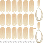 BENECREAT 20Pcs 18K Real Gold Plated Earring Studs, Oval Geometric Simple Style Ear Studs with Hole and 40Pcs Plastic Earring Backs for DIY Earring Jewelry Making, 21x8mm - color: Oval