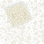 PH PandaHall 4mm Pearl Beads, 1000 Pcs Tiny Smooth Satin Luster Craft Glass Pearl Bead Round Loose Spacer Beads for Earring Bracelet Necklace Waist Chain Wedding Crafts, Cream White - color: Cream White