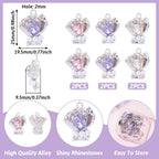 FASHEWELRY 6Pcs Alloy Rhinestone Flower Charms Pink Purple White Crystals Pendants Platinum Crafts Accessories with ABS Pearl Beads for Bracelet Necklace Earring Jewelry Making - color: Gradient Color Butterfly