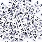 500Pcs Square Loose Letter Beads K 6X6mm Single Large Alphabet Beads for Friendship Jewelry Making - color: Square - K