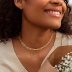 Dremmy Studios Dainty Gold Choker Necklace for Women 14K Gold Plated Coin Disc Figaro Layered Beaded Flat Mariner Sideways Cross Wishbone Link Clavicle Necklaces - style: 5.0mm Paperclip Chain