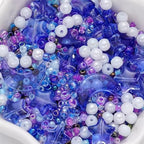Mixed Star Moon Crystal Glass Beads Seedbeads Loose Round Pearl Beads for Jewelry Making Craft Bracelets Necklaces Earrings DIY Crafts Projects Purple Blue Glass Spacer Bead Kits for Crafts - color: Blue Purple
