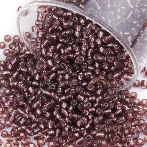 2100 Pcs Size 6/0 Glass Seed Beads, 4 mm Burgundy Small Mini Spacer Loose Pony Beads for Jewelry Making and DIY Crafts - color: Burgundy, size: Large