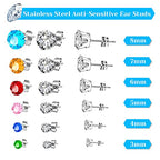 Reusable Ear Piercing Gun Kit, Professional Ear Piercing Gun with Stainless Steel Piercing Studs, Colorful Crystal Earrings for At Home Salon Earlobe Cartilage Helix Tragus Piercing Tool Set - color: Blue