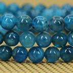 Angelstones Handmade Natural Healing Gemstone 6mm Round Beads Stretch Crystal Bracelet 7 Inch Unisex - color: Blue Green Apatite