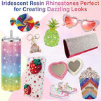 40000Pcs Resin Rhinestones with B7000 Jewelry Glue for Bedazzling Crafting, Rainbow Crystals Flat Back Gems with Craft Adhesive for DIY Graduation Cap Clothes Tumblers Shoes Nails and Face - size: 2mm-6mm