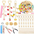 526Pcs Charms Lip Gloss Keychain Making Kit, DIY Keychain Supplies with 200 Charms, 28 Clasps, Jump Rings, Chain, Jewelry Plier, Hole Punch, Bag Charm Kit, Jewelry Making Kit for Crafting Keychains - color: Gold-526Pcs Kit