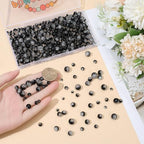 1 Box 450PCS 4/6/8/10MM Black Round Crackle Beads with Holes Glass Crack Crystal Sparkle Ink Small Spacer Loose Bead Bulk for Jewelry Making Necklaces Bracelets Earrings DIY Craft Supplies - color: Black