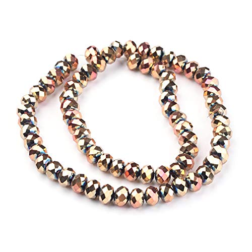 Craftdady 10 Strands 8mm Rose Gold Faceted Glass Briolette Rondelle Beads Electroplate Metallic Tiny Spacer Beads About 720Pcs for Jewelry Craft Necklace Earring Making - color: Rose Gold, size: 8mm