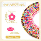 2030Pcs Handmade Polymer Clay Beads for Bracelets,Heishi Beads,Flower Beads Disc Beads,Mixed Color Flat Round Beads for Jewelry Making Friendship Bracelet Kit,Hole: 1.8mm