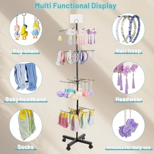 Flenpptly Retail Display Stand Rotating Display Stand 4 Tier Spinning Display Stand for Craft Shows, Jewelry, Keychain, Earring Adjustable Height Retail Display Racks (Black) - color: 4-Tier Black