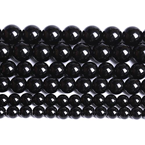 4mm 93pcs Natural Black Agates Onyx Stone Beads Smooth Round Loose Spacer Beads for Jewelry Making DIY Bracelets 15" (Black Agate, 4mm) - color: Black Agate, size: 4mm