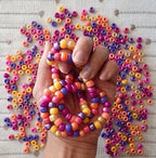 Tropical Sunset Mix Plastic Pony Beads, Made in The USA, 6 x 9mm, 700 Beads, Bulk Large Hole Beads for Jewelry Making, Banners, Concert Festival Bracelets, Necklaces, Art & Fashion