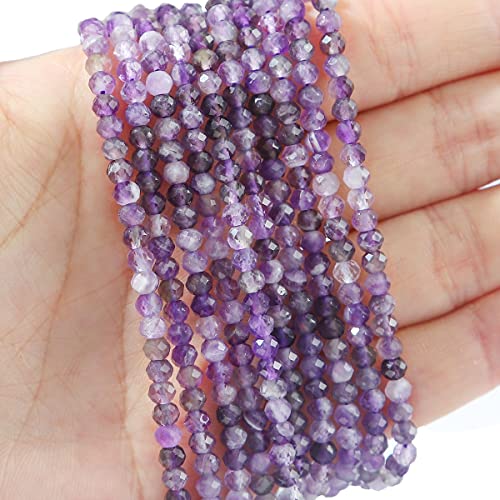 BEADIA Natural Amethyst Crystal Beads 4x2mm 120pcs Faceted Rondelle Loose Semi Gemstone Beads for Jewelry Making Design - color: Amethyst