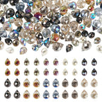 100Pcs Faceted Teardrop Crystal Beads Transparent Electroplate Water Drop Top Drilled Beads Colorful Teardrop Chandelier Charms for DIY Crafts Earring Bracelet Jewelry Making - color: Mixed Color-D