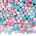 1 Box 500Pcs Rainbow Acrylic Beads Round Plastic Bead Bulk 8mm Candy Color Plastic Balls Bubble Gum Pastel Matte Loose Spacer Beads for Jewelry Making Bracelets Necklaces Earrings Adults - color: Pink, Blue