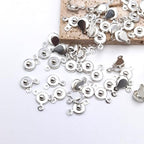 INSPIRELLE 50 Sets Snap Clasps Silver Metal Round Button Clasps for Jewelry Making