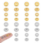 UNICRAFTALE 32Pcs 2 Colors 2 Sizes 304 Stainless Steel Disc Beads Metal Flat Flower Shape Spacer Caps Bead Half Round Bead Caps Spacer Beads for Bracelet Jewelry Making - size: 5-6mm
