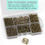 1400 Pcs Mixed Size Jump Rings for Jewelry Making, Keychains, Necklace Repair & DIY Crafts - 4mm, 6mm, 5mm, 7mm, 8mm, 10mm - Antique Bronze - color: Antique Bronze