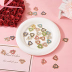 Cheriswelry Rhinestone Enamel Connectors Charm Links Evil Eye Alloy Metal Pendants Antique Silver Flat Round Hamsa Hand Owl Feather Heart Charm Pendant for Bracelet Necklace Jewelry Making - color: 8 Color- Heart
