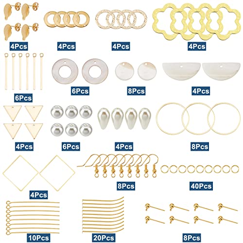 SUNNYCLUE 1 Box DIY 10 Pairs Circle Charms Round Linking Rings Earring Making Kit Triangle Charms for Jewelry Making Flat Shell Pendant Jump Rings Earring Hooks Glass Pearl Beads Adult Women - color: Diy 10 Pairs Circle Charms Earrings