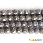 GEM-Inside 4mm Pyrite Beads Crystal Stone Faceted Round Genuine Loose Beads for Bracelet Necklace Jewelry Making 15" - color: Gray Pyrite, size: 4mm