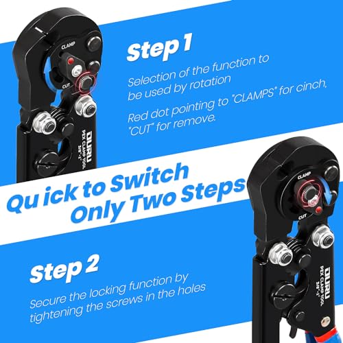 OURU 2 IN 1 Ratchet Pex Crimping Tool Pliers Cinch and Remove Combo Function Professional Pex Crimper Long Handle Pex Pinch Tool Pex Pipe Crimp Tool for 3/8" to 1" Stainless Steel Clamps - style: 1pcs Pex Tool
