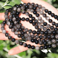 Natural Stone Beads Obsidian 8mm Polished Round Smooth Gemstone Beads for Jewelry Making Supplies 15 Inch(45Beads) - color: Obsidian 8mm-45pcs