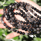 Natural Stone Beads Obsidian 8mm Polished Round Smooth Gemstone Beads for Jewelry Making Supplies 15 Inch(45Beads) - color: Obsidian 8mm-45pcs
