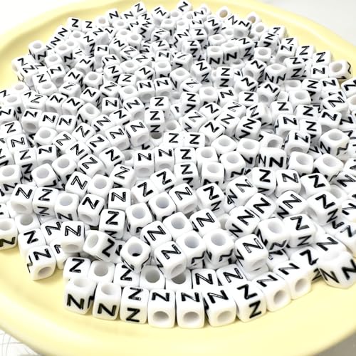 500Pcs Cube Letter Beads Z 6X6mm Individual Acrylic Alphabet Beads for Friendship Bracelets Making - color: Square - Z