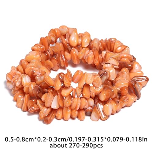 Chip Shells, 260pcs 5-8mm Irregular Beads with Holes, Orange Shell & Carnelian Chip Beads for Jewelry Making - color: Orange