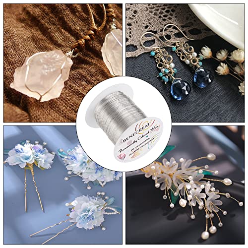 BENECREAT 24 Gauge 87 Yards Tarnish Resistant Silver Wire Jewelry Beading Wire for Beading Wrapping and Other Jewelry Craft Making - color: Silver, size: 24 Gauge