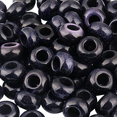 SUNYIK Blue Sand Stone Large Hole (6mm) Rondelle Loose Charms European Bead fits Bracelet,Jewelry Makings Pack of 20 - color: Blue-Blue Sand Stone, size: 14x8mm